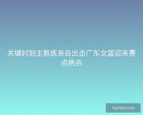 关键时刻主教练亲自出击广东女篮迎来赛点绝杀
