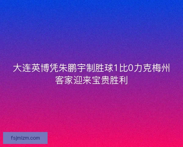 大连英博凭朱鹏宇制胜球1比0力克梅州客家迎来宝贵胜利