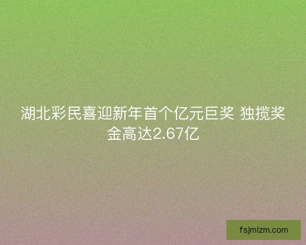 湖北彩民喜迎新年首个亿元巨奖 独揽奖金高达2.67亿